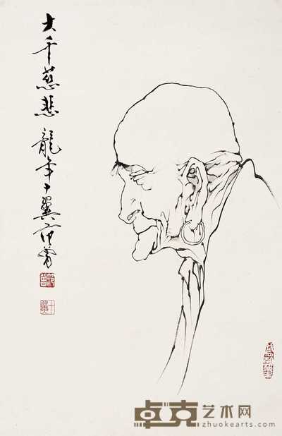 范曾 2000年作 大千慈悲 镜心 68×44cm